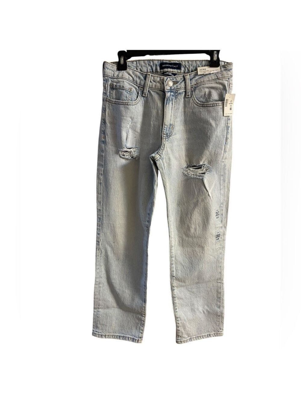 Aeropostale mid rise ankle straight stretch jeans light wash Sz 8 R NWT